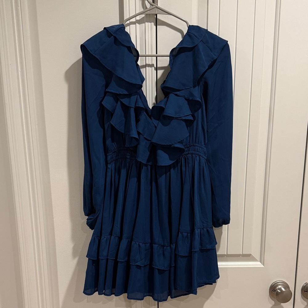Abercrombie & Fitch Blue Ruffle Mini Dress